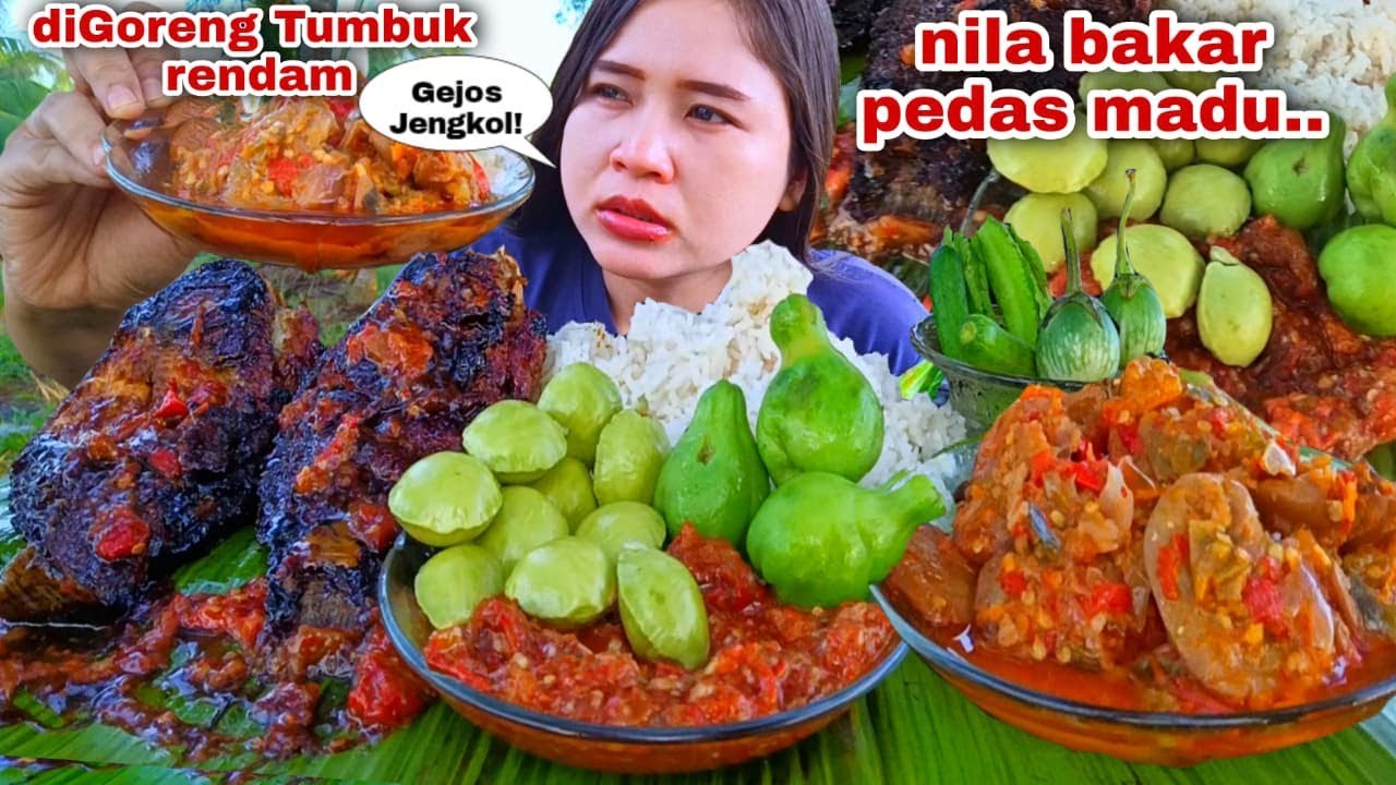NGARUY PISAN CEUNAH⁉️ NILA BAKAR GEJOS JENGKOL SAMBAL LALAPAN MENTAH JENGKOL MUDA TERONG LABU SIAM 