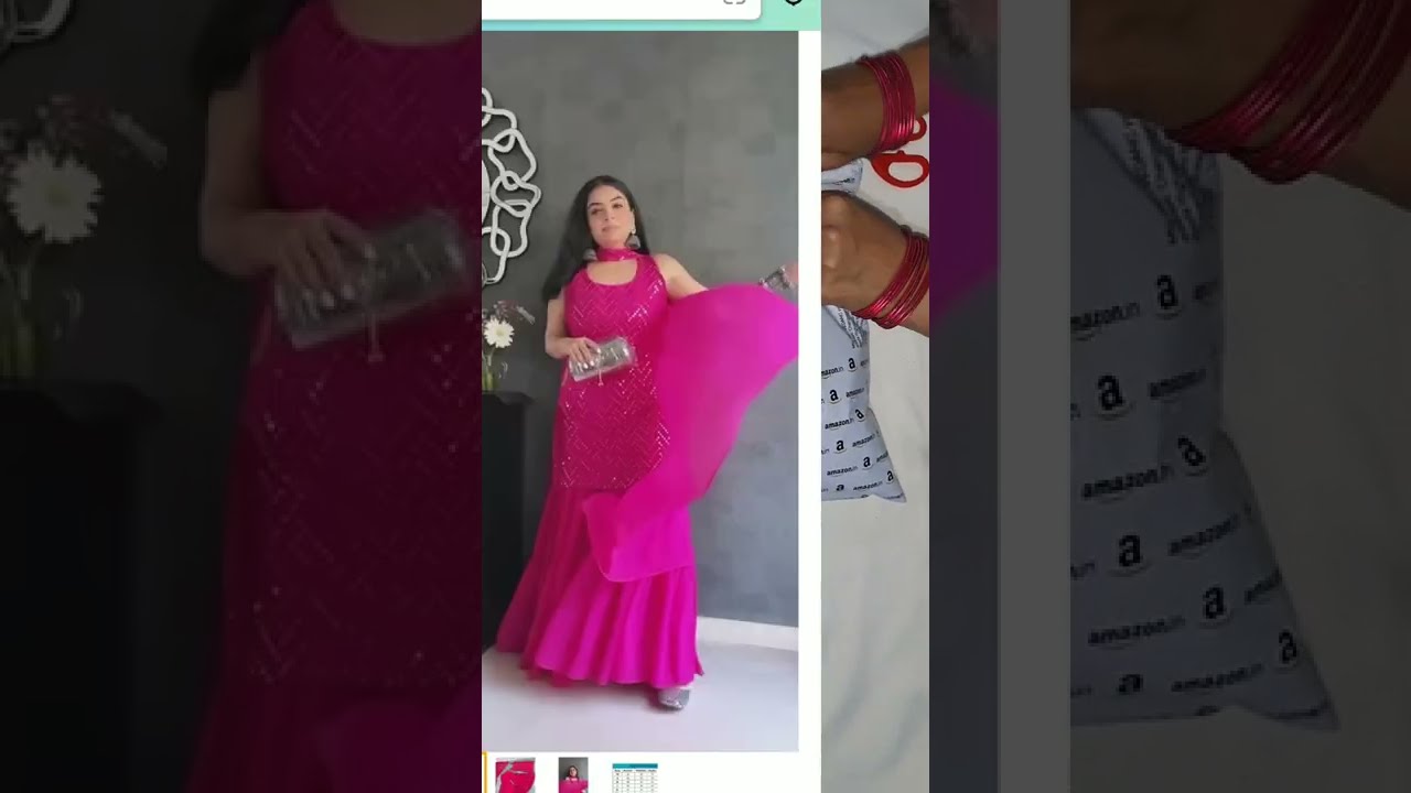 Amazon Party Wear Kurti Sharara Set Unboxing Review V S UNBOXING 🎁