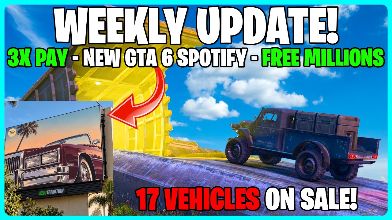 ЕЖЕНЕДЕЛЬНОЕ ОБНОВЛЕНИЕ GTA ONLINE &mdash; НОВАЯ РЕКЛАМА GTA 6 ОТ SPOTIFY &mdash; БЕСПЛАТНЫЕ МИЛЛИОНЫ &mdash; БОНУС...