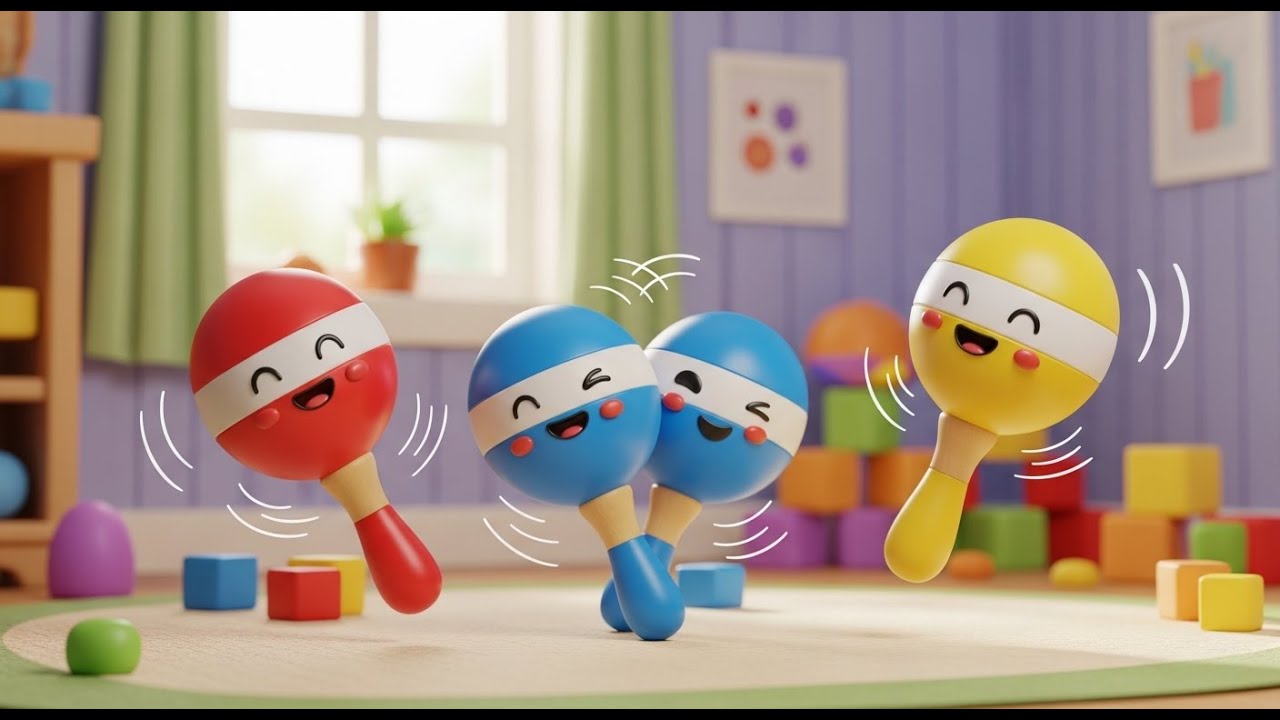 Three Little Toy Maracas Shake Shake Shake | Musical Instruments & Rhythm Song---
