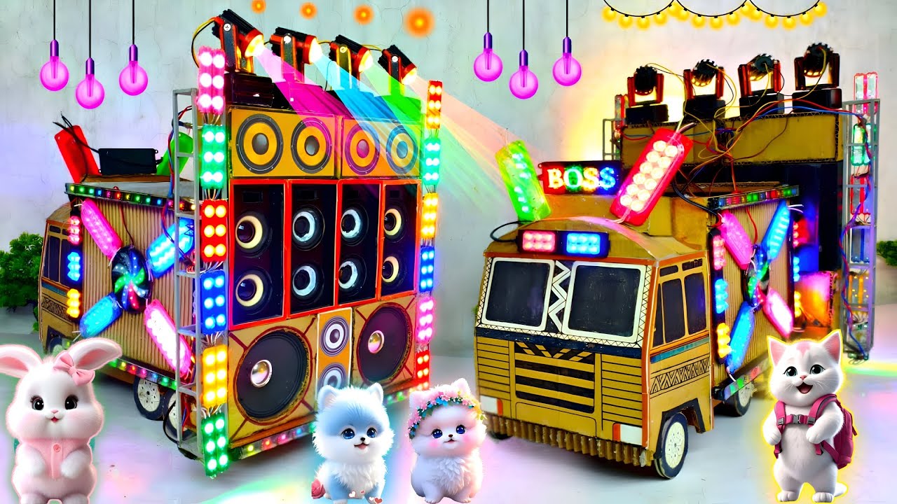 Mini Dj Truck Setup Loading at-home byCardboard Making Dj truck and light | Minidj Truck I dj wala