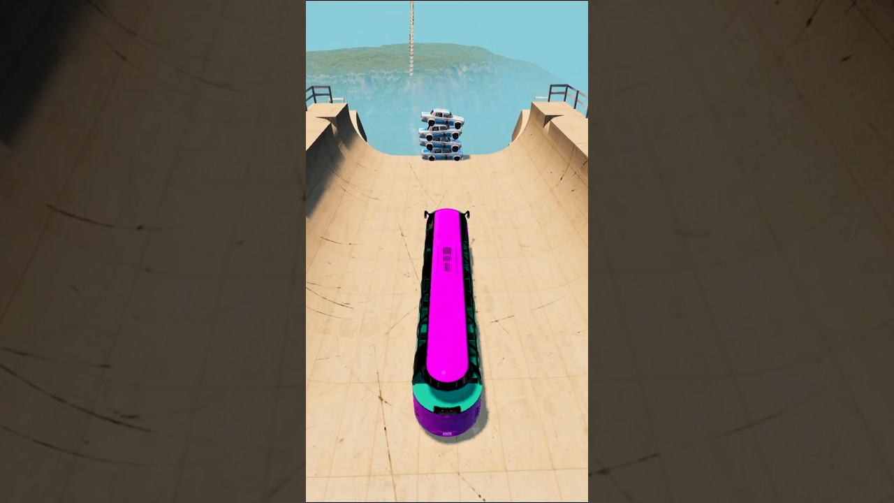 Pink Capsule Bus Vs Ramp 😱 | #beamngdrive #shorts #automobile