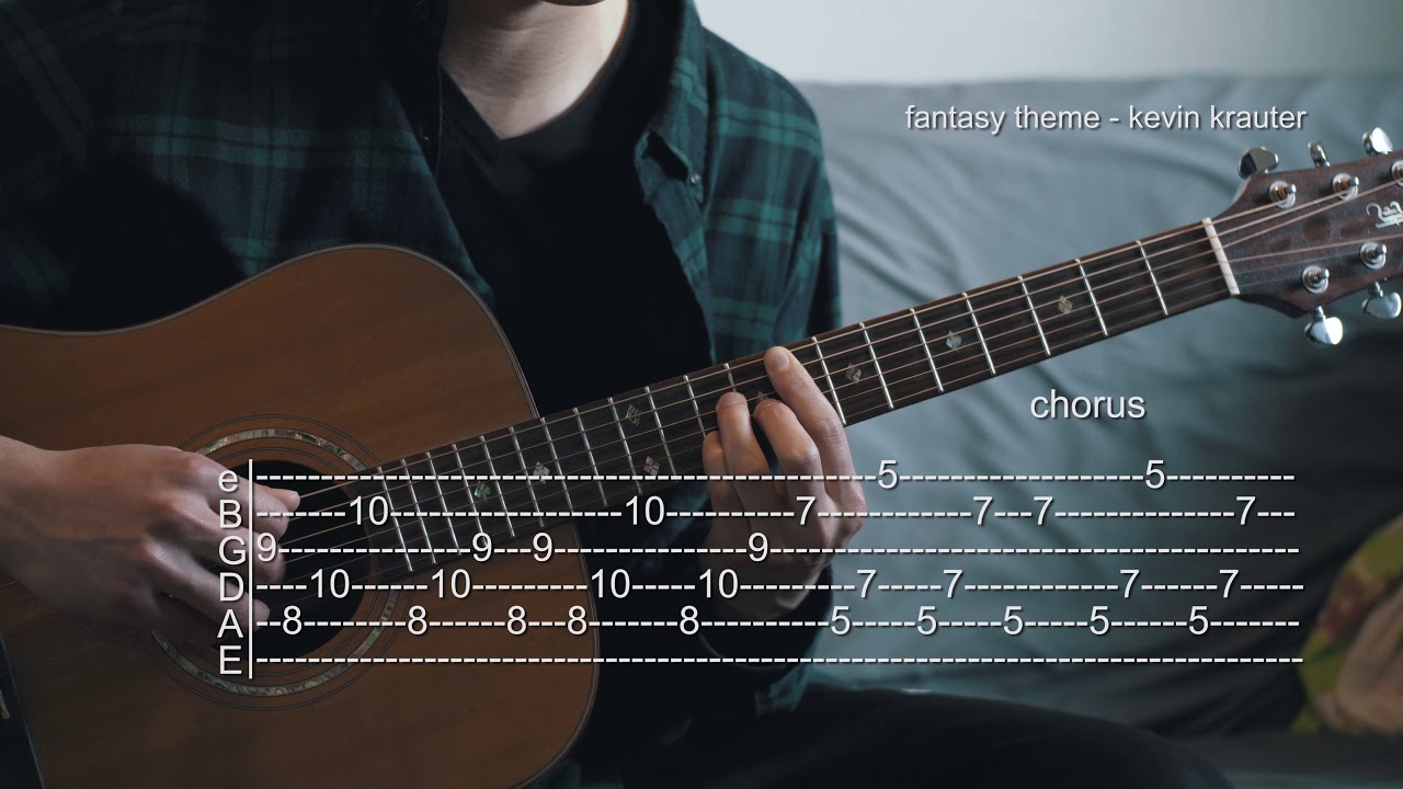 How to Play Fantasy Theme - Kevin Krauter (aka Sunflower Feelings Kuzu Mellow) - Guitar Tabs