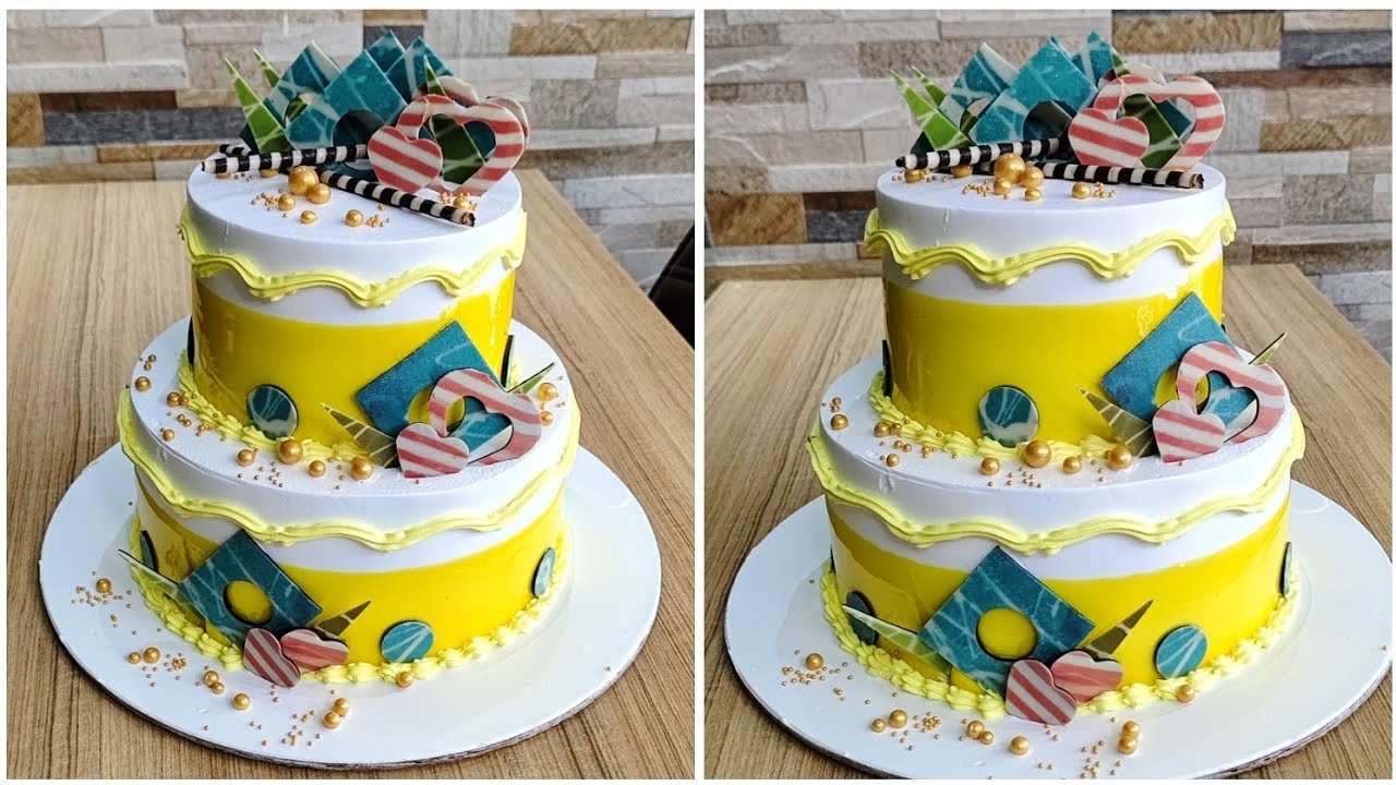 Two Step Pineapple Cake Decorating Ideas At Home | Easy To Make Tier Cake At Home | Munna Chef