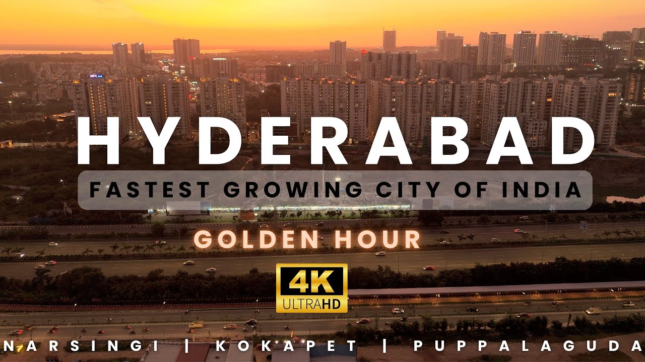 Hyderabad Drone Shot | Golden Hour | Narsingi | Kokapet | Puppalaguda | Sunset #hyderabadrealestate