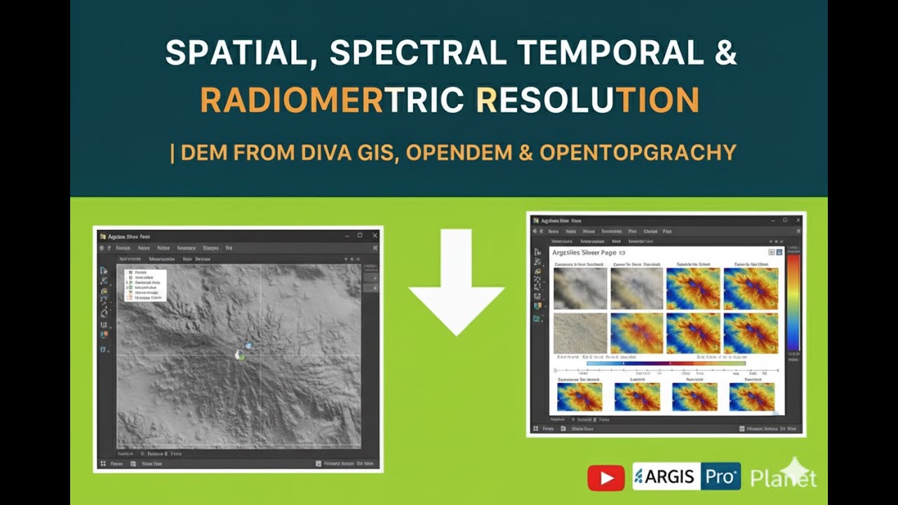Spatial, Spectral, Temporal & Radiometric Resolution | DEM from DIVA GIS, OpenDEM & OpenTopography