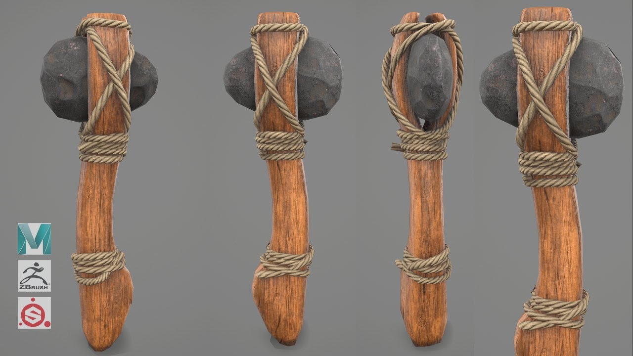 Making a Stone Axe using Autodesk Maya 2020, Zbrush, and Substance Painter