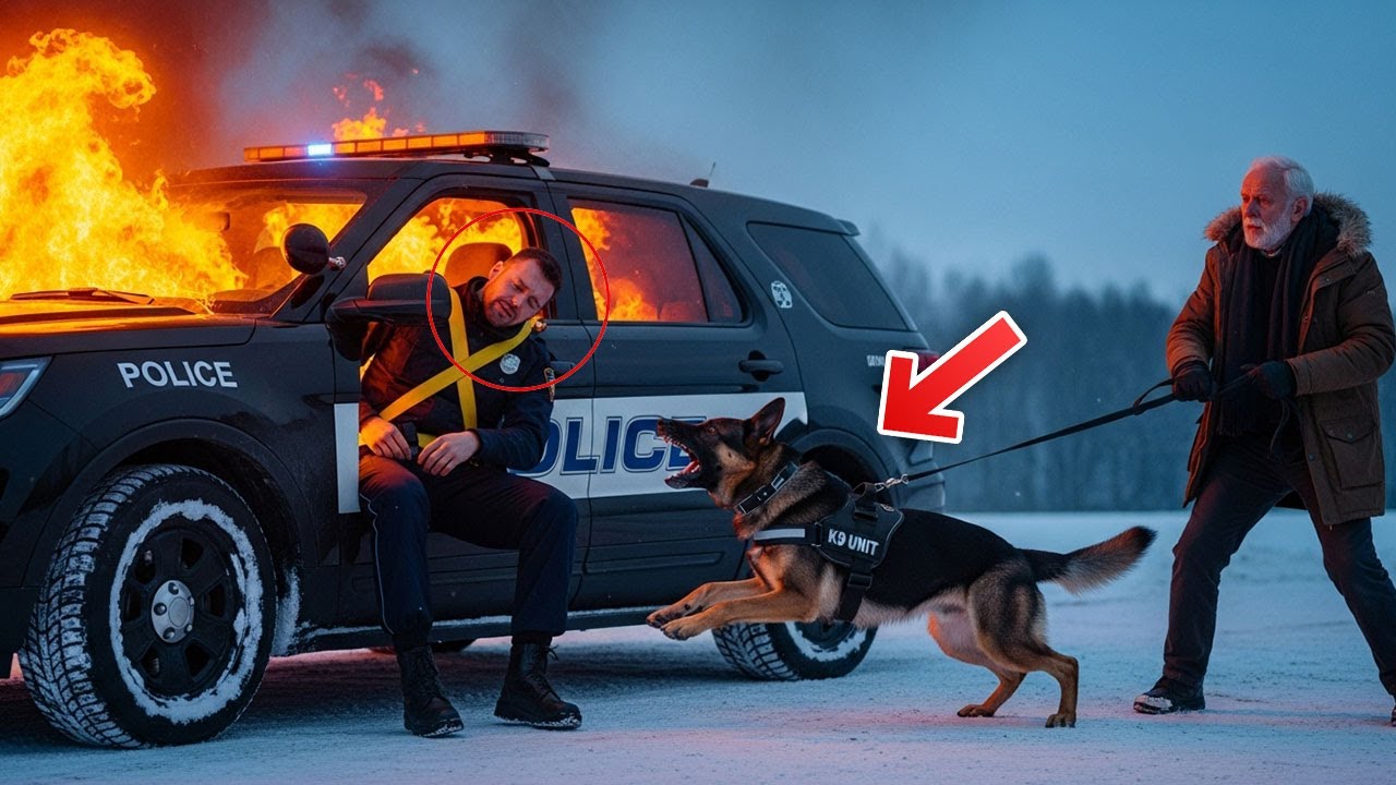 K9-Hund rettet Polizisten aus brennendem Auto – seine Tat schockierte alle