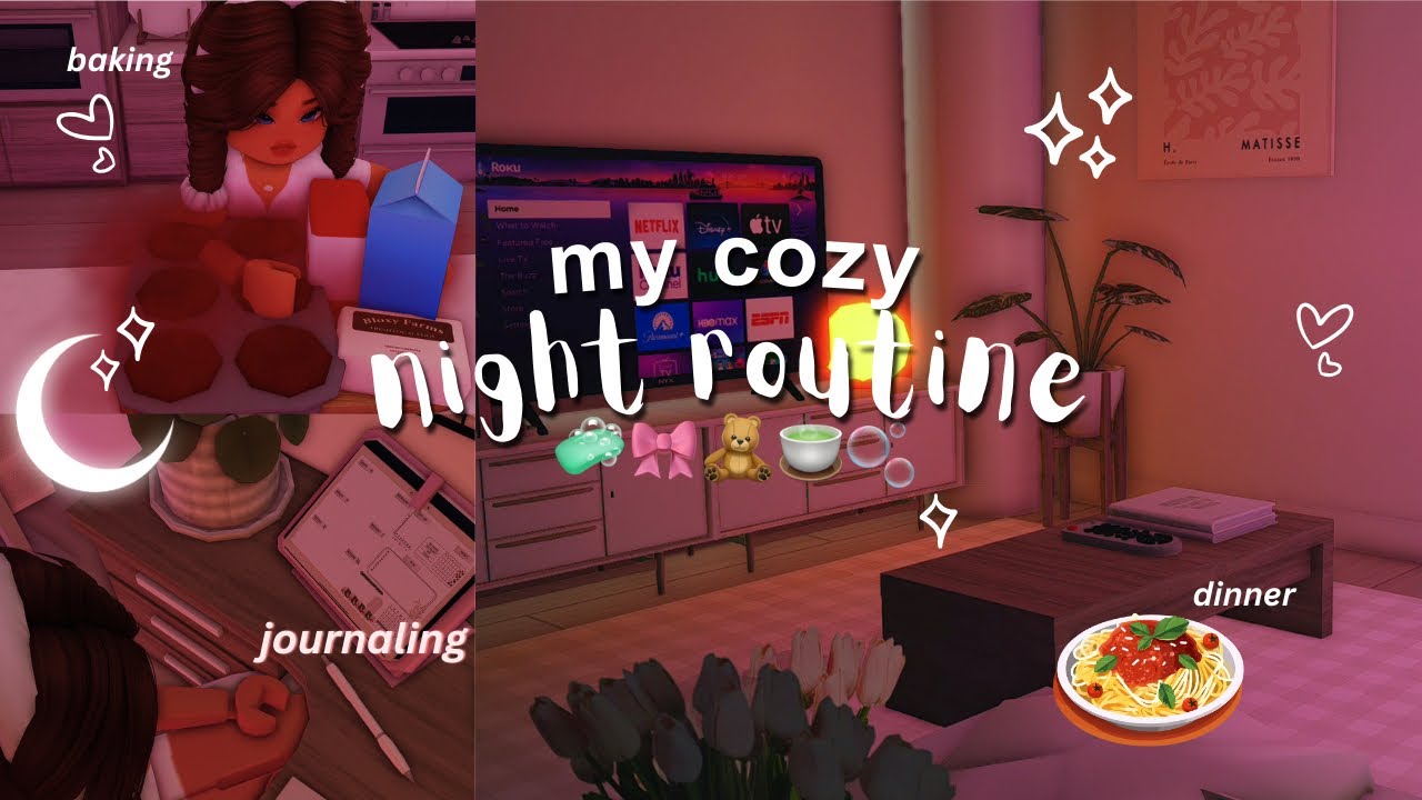 ♡ 🧸🌙🎀 my COZY NIGHT routine: productive vlog | bloxburg roleplay ♡