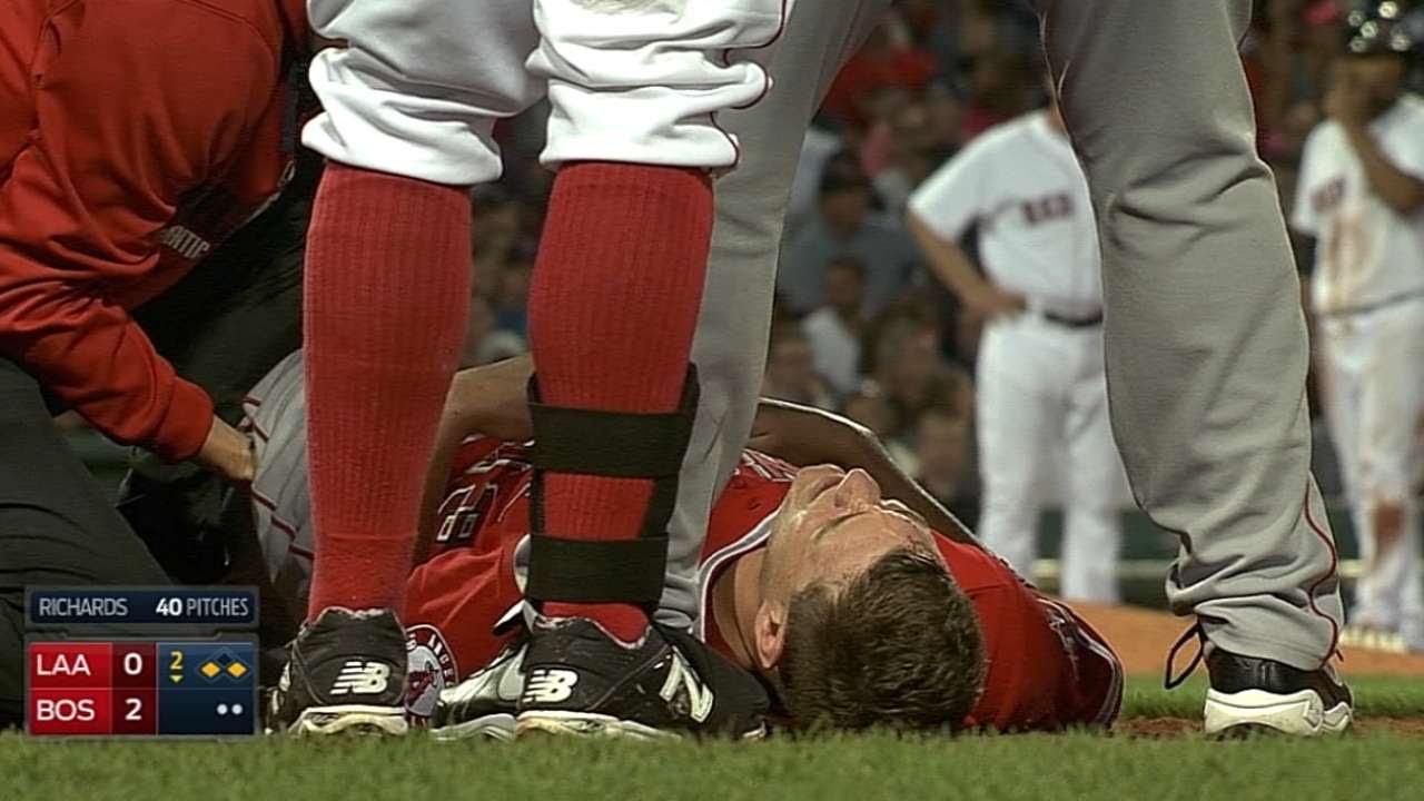 Richards gets carted off field after injury