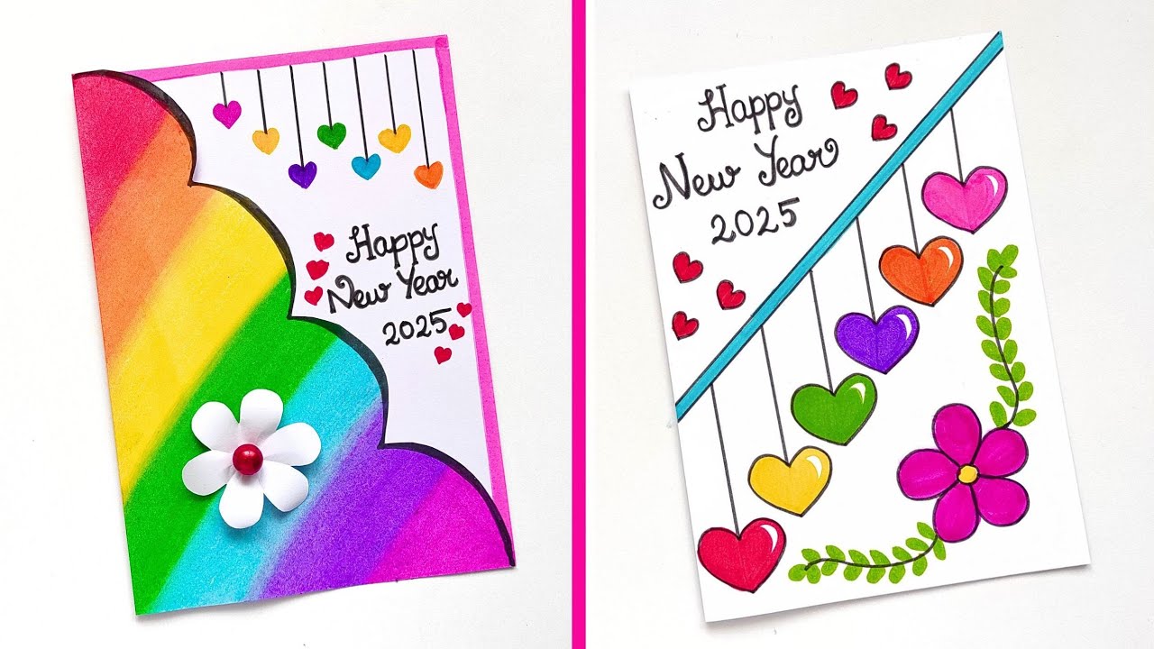2 Last minute New Year Greeting Card | Easy & Simple New year card | How to make Easy New year card