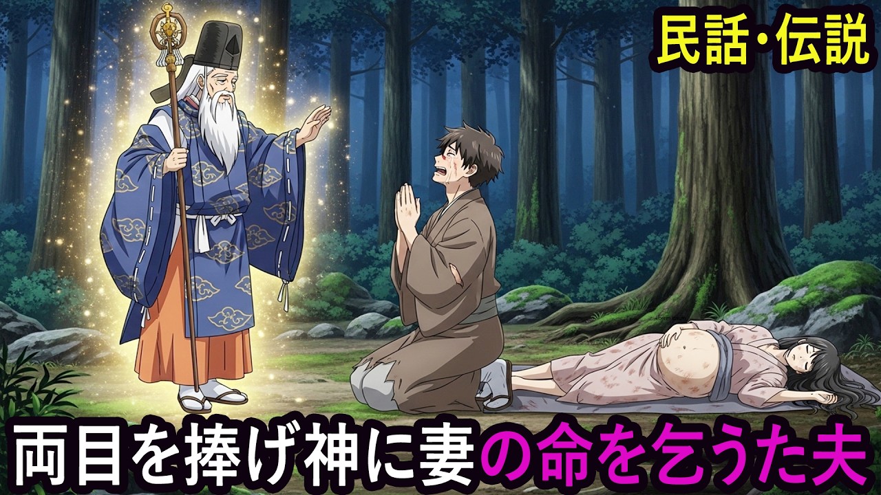 両目を捧げ神に妻の命を乞うた夫  野談  伝説  民話  昔話