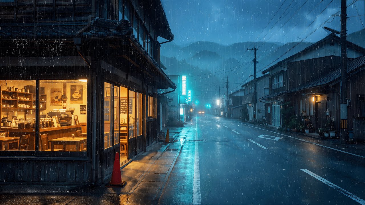 Calm Japan Street 🌙 Rain Coffee Shop Lofi for Peaceful Sleep