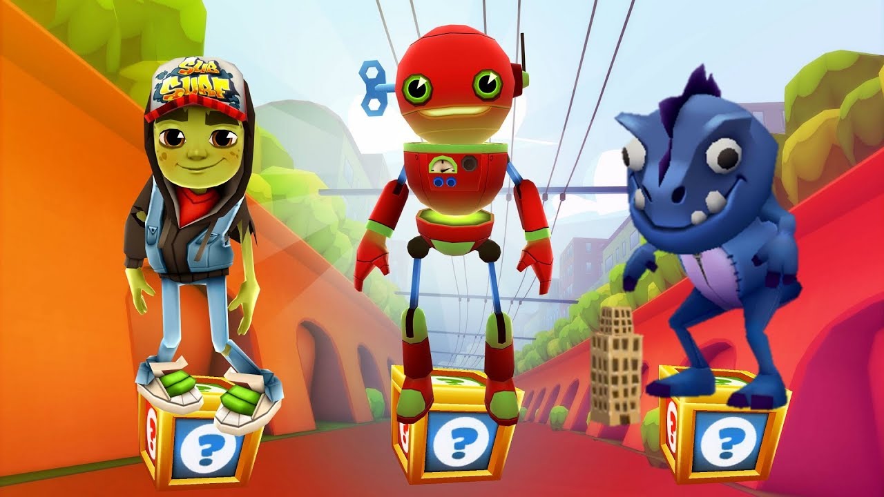 Subway Surfers Gameplay - Tagbot vs Zombie Jake vs Dino/ Cartoons Mee