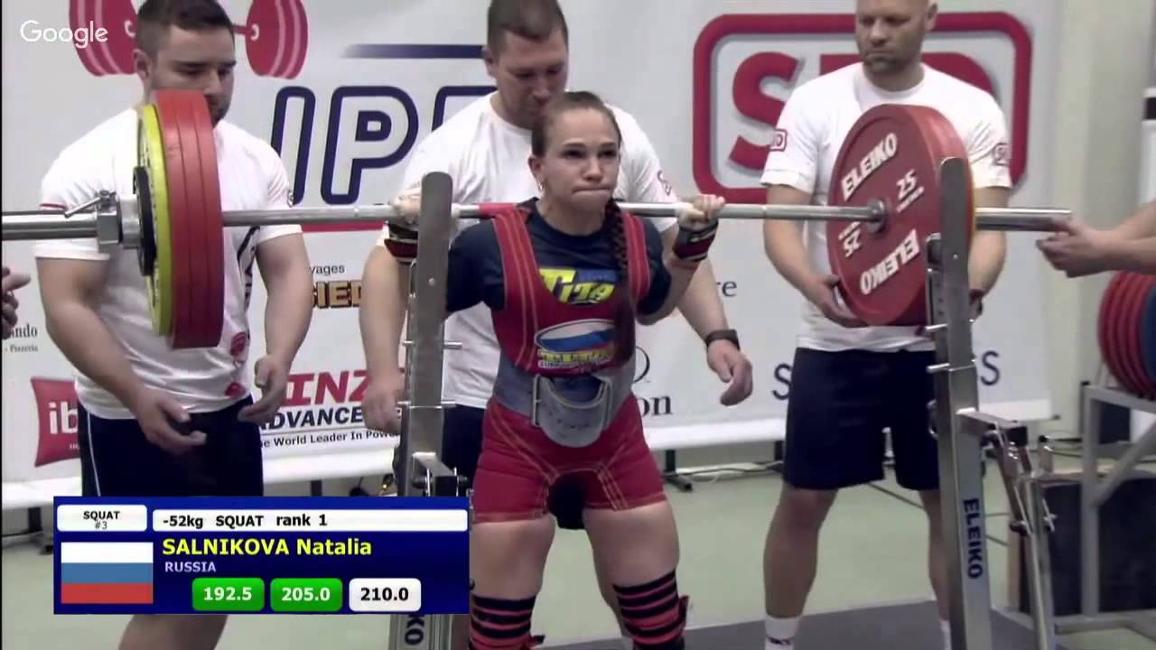 Salnikova, Derevaynko, Klimenko, IPF Worlds 2015 @52kg, women