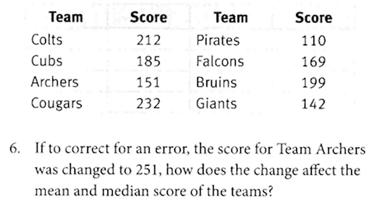 SAT Math Prep 6 Table Statistics, Probability  Q6
