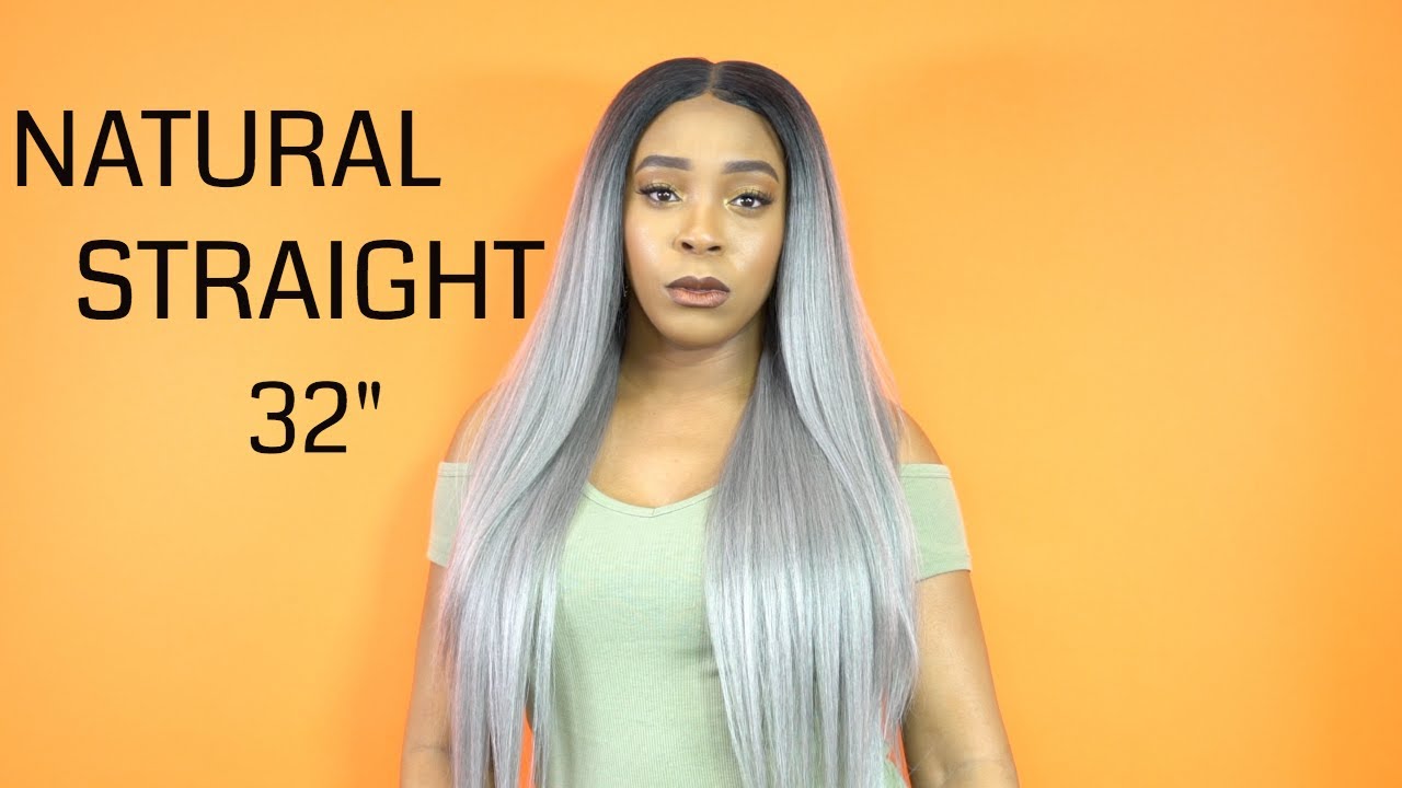 Bobbi Boss Human Hair Blend 13X6 Frontal Lace Wig - MOGLWST32 NATURAL STRAIGHT 32 --/WIGTYPES.COM