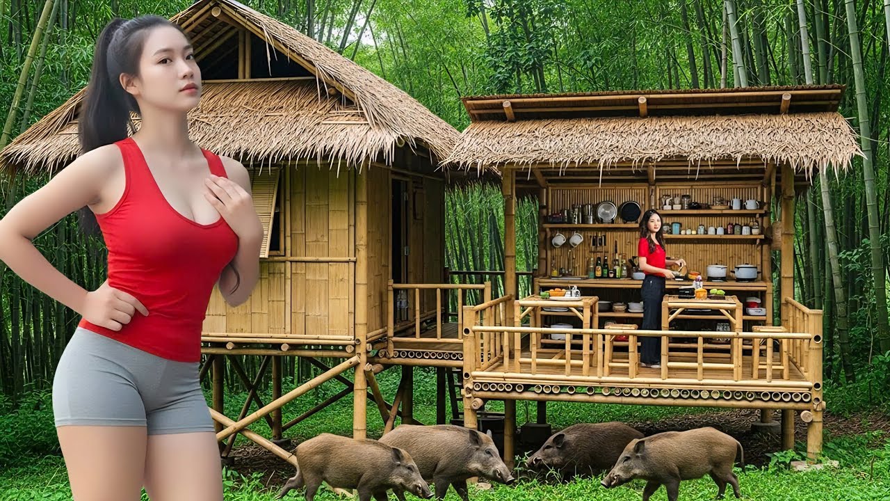 5 days of Building a Farm in the Deep Forest - Trapping Wild Boars to Tame and Survive | Tiểu Nhi