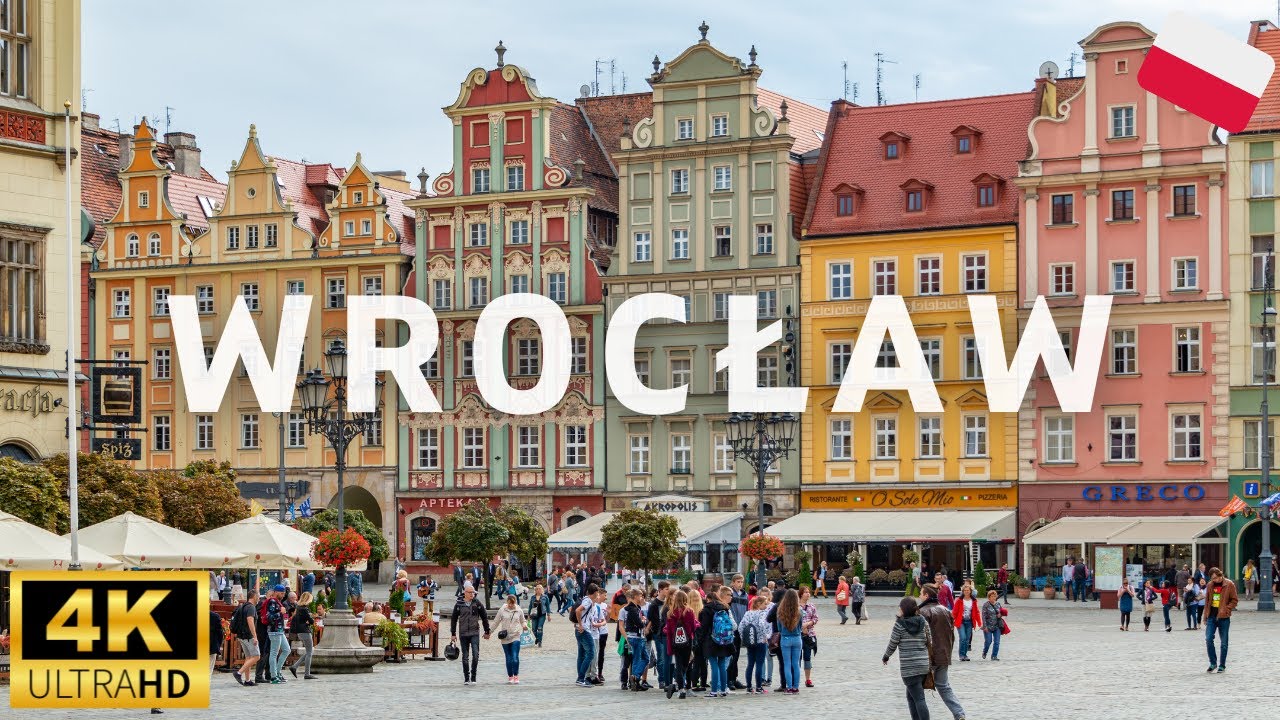 Wroclaw market square in Poland - one 4K shot