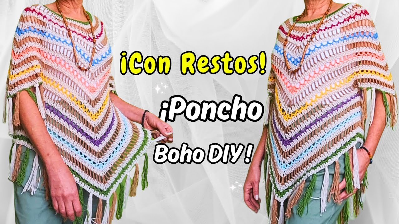 ¡Hermoso PATRÓN de CROCHET! Poncho Boho✨ Cómo tejer Poncho Boho a ganchillo.