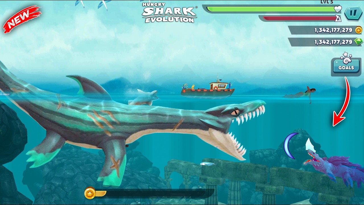 Hungry Shark Evolution - Giant Monster Nessie Vs Leon - Hungry Shark Evo All Sharks