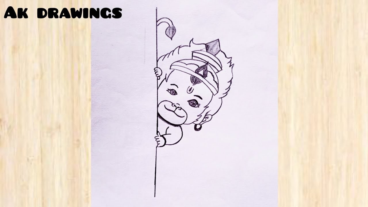 Baby hanuman ji drawing | beautiful bajarangbali drawing | Lord hanuman ji drawing