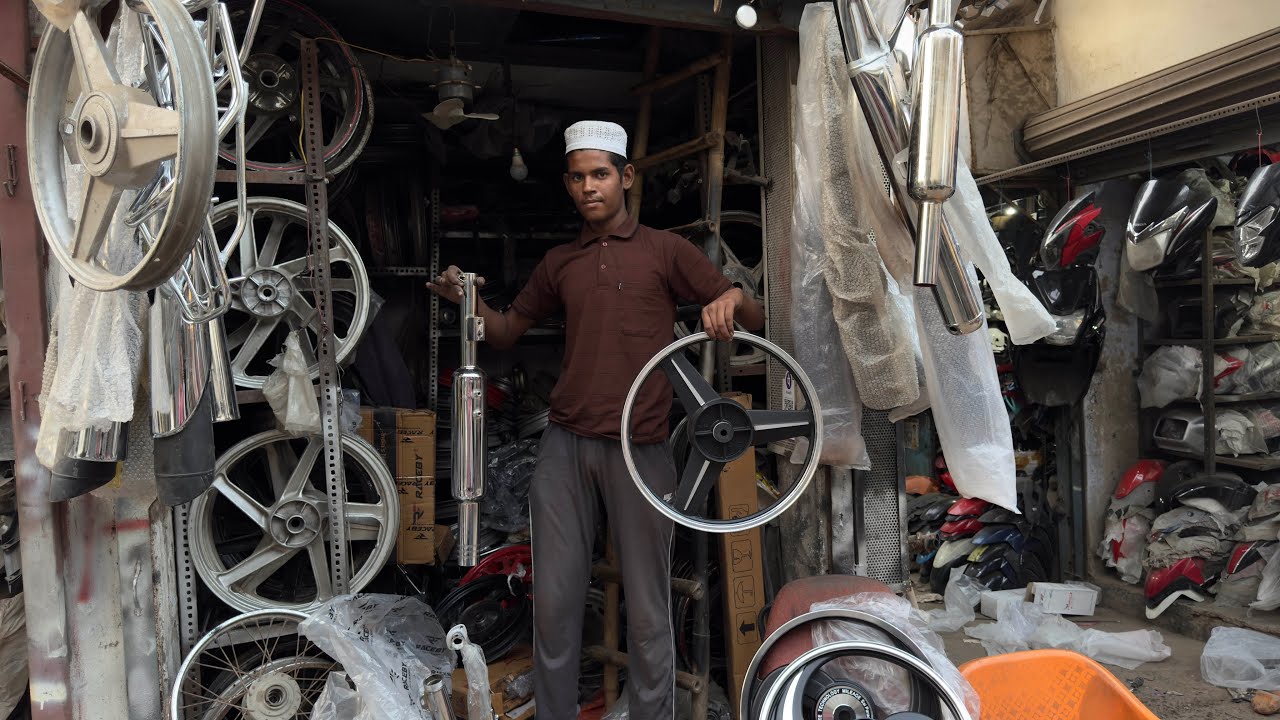 All bike 2nd hand alloy wheels an  bullet bike Silencer Gokulpuri bike market