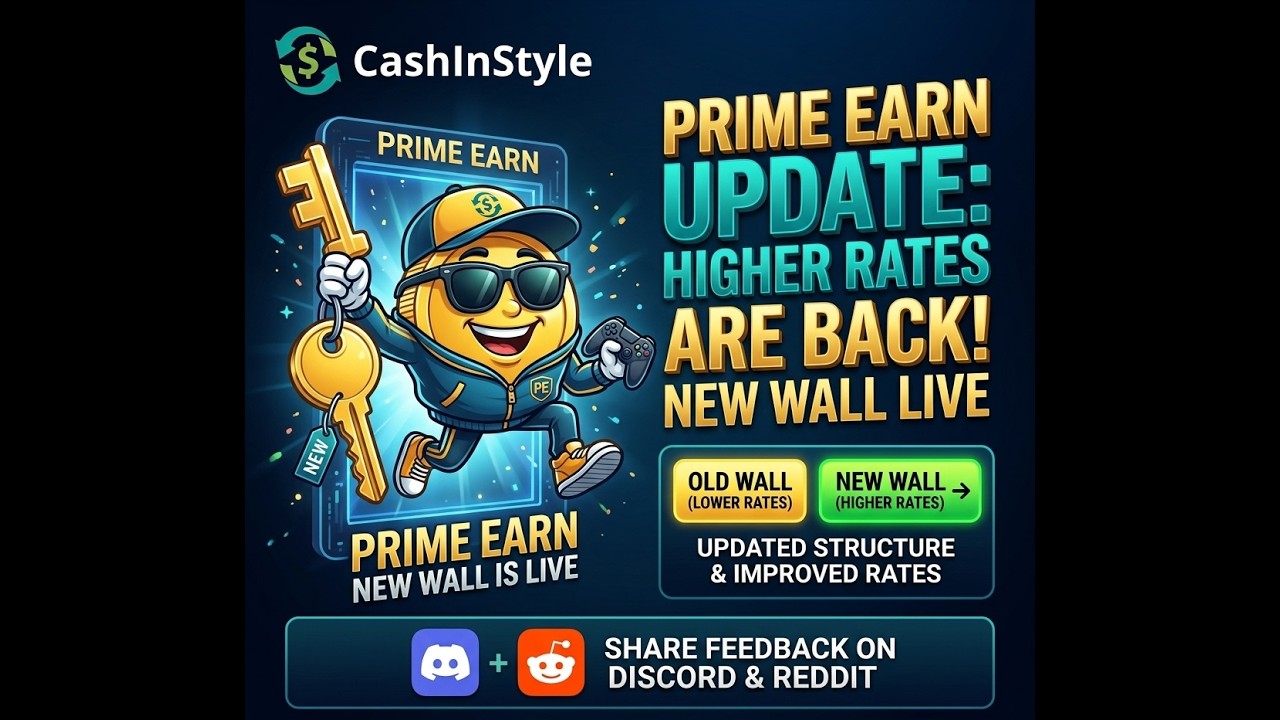 🚀 CashInStyle - Prime Earn Update: New Wall, Better Structure & Higher Rates Are Back!