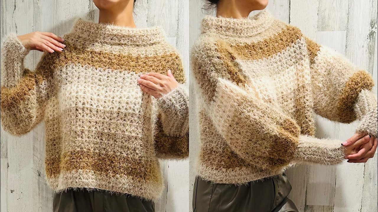 SWEATER O JERSEY CUELLO ALTO OVERSIZED A CROCHET - TODAS LAS TALLAS || TUTORIAL ||