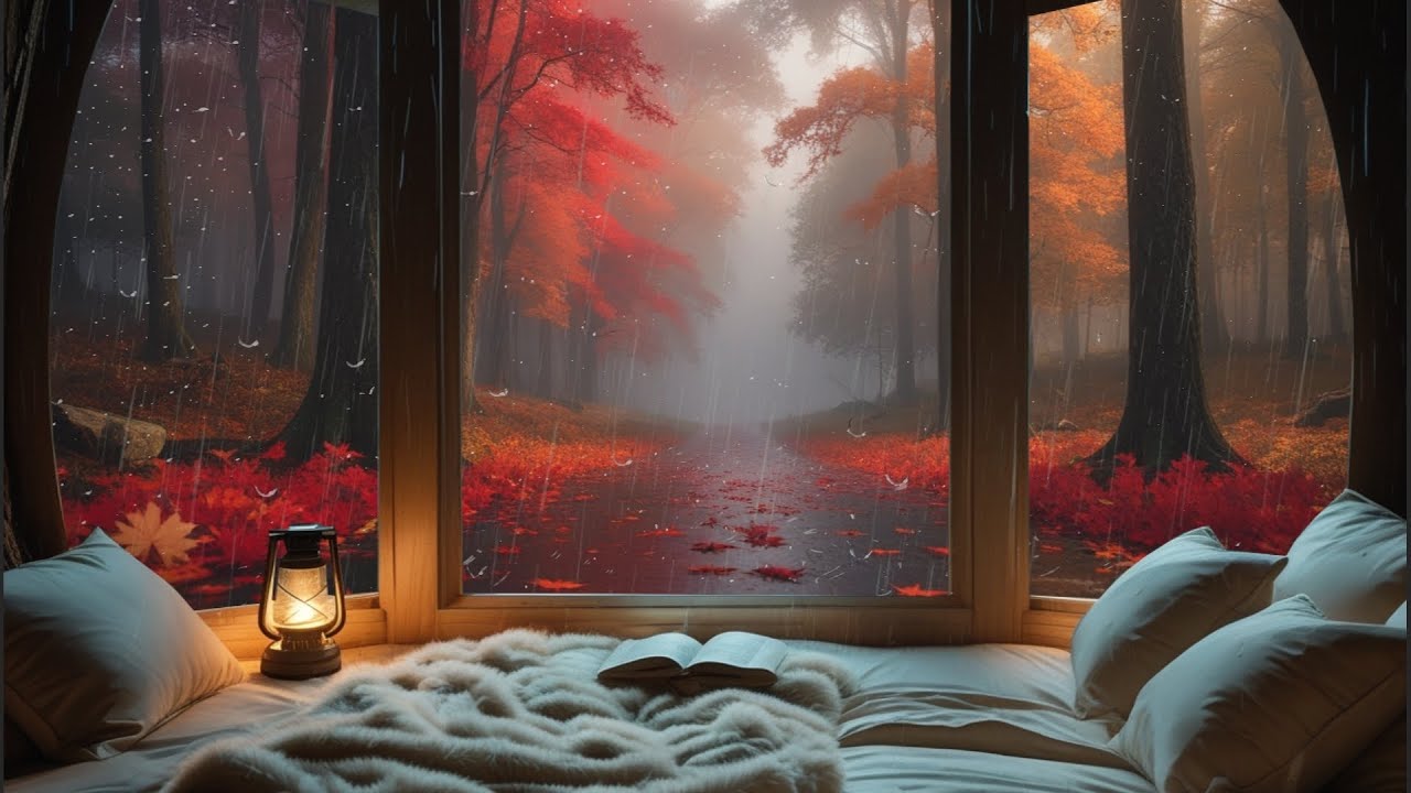 🔴| Autumn Rain 🌧️ Ambience for Sleep/Study