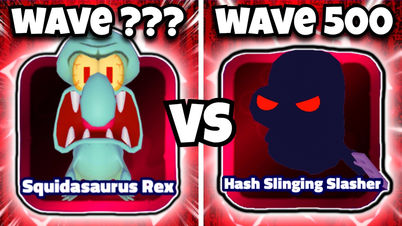 HASH SLINGING SLASHER VS SQUIDASAURUS REX! (SpongeBob Tower Defense)