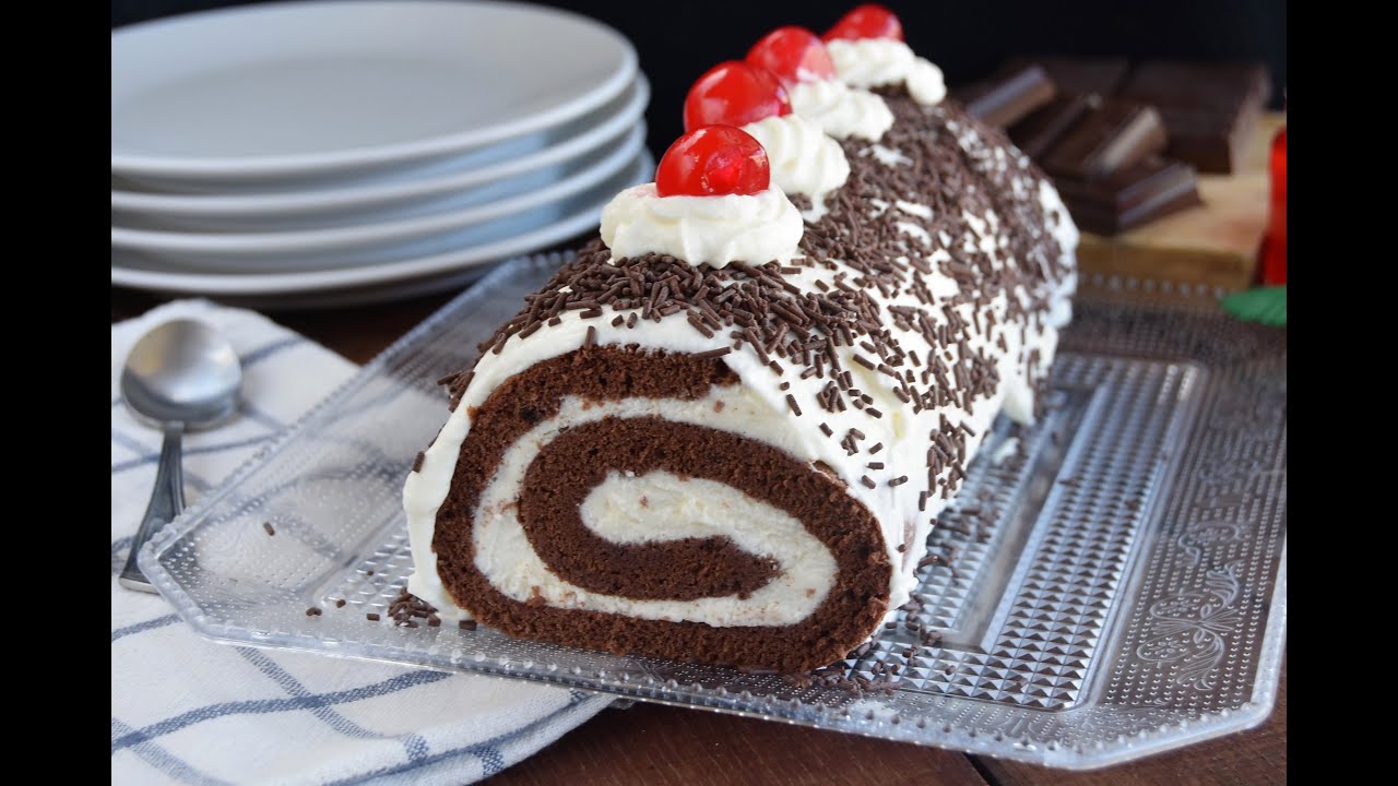 Brazo gitano de chocolate y nata muy fácil