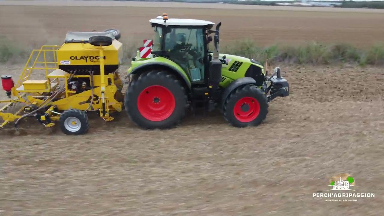 CLAAS ARION 530|SEMOIR CLAYDON|SEMIS D'ORGE D'HIVER