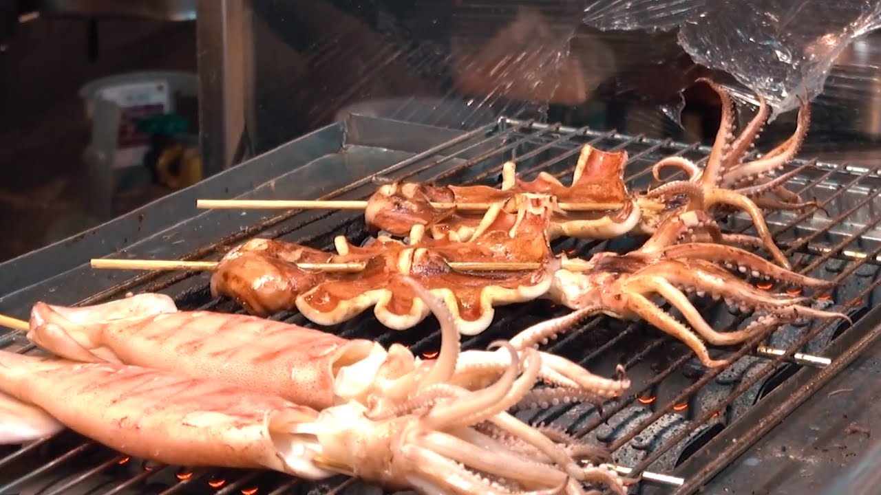 Grill Squid | Taiwan Street Food | 台灣街邊小吃-烤魷魚