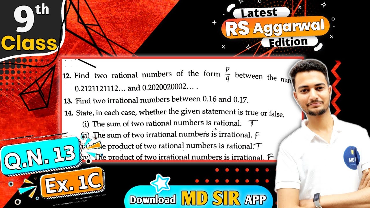 Rs Aggarwal Class 9 Chapter 1 | Exercise 1C Question number 13 | Number System | Md Sir Class 9