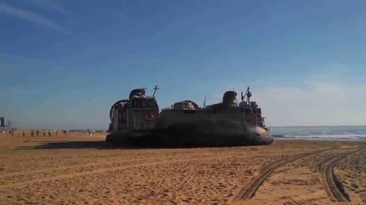 NAVY LCAC HOVERCRAFT DEPARTS VIRGINIA BEACH OCEANFRONT