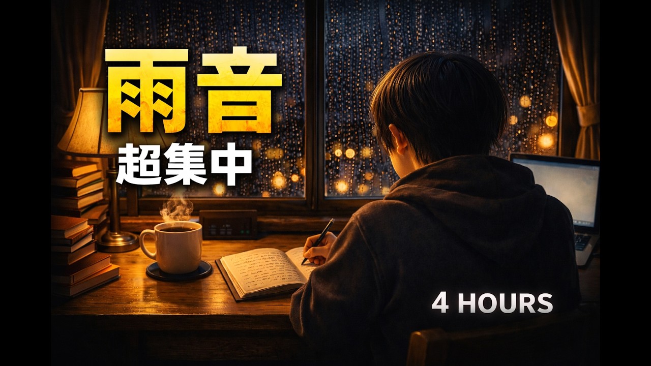 【4時間】窓に当たる雨音｜深く集中できる作業・勉強・睡眠用環境音Rain on Window Ambience  | Deep Focus, Study & Sleep (4 Hours)