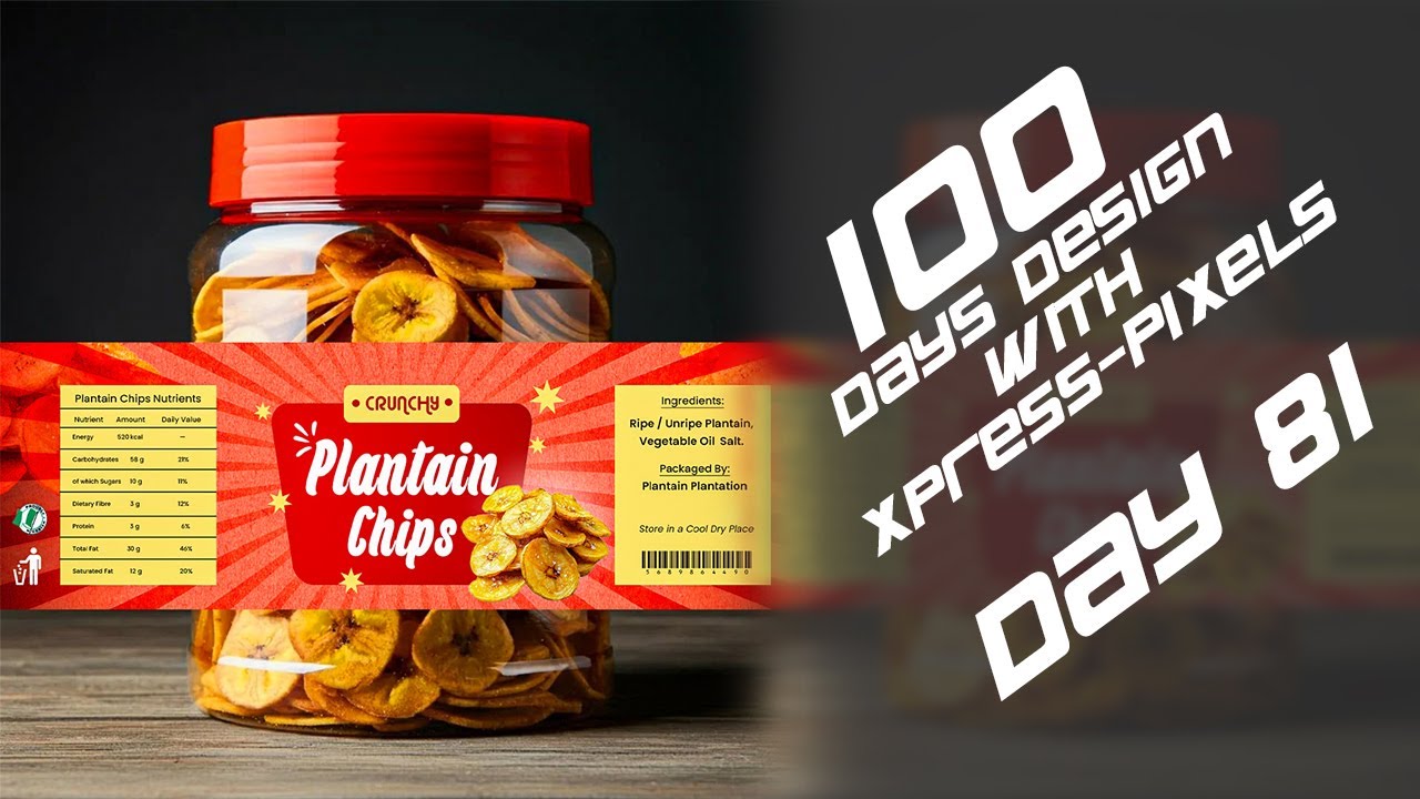 Day 81: Designing an Irresistible Plantain Chips Label | Product Packaging in Photoshop 🍌🔥