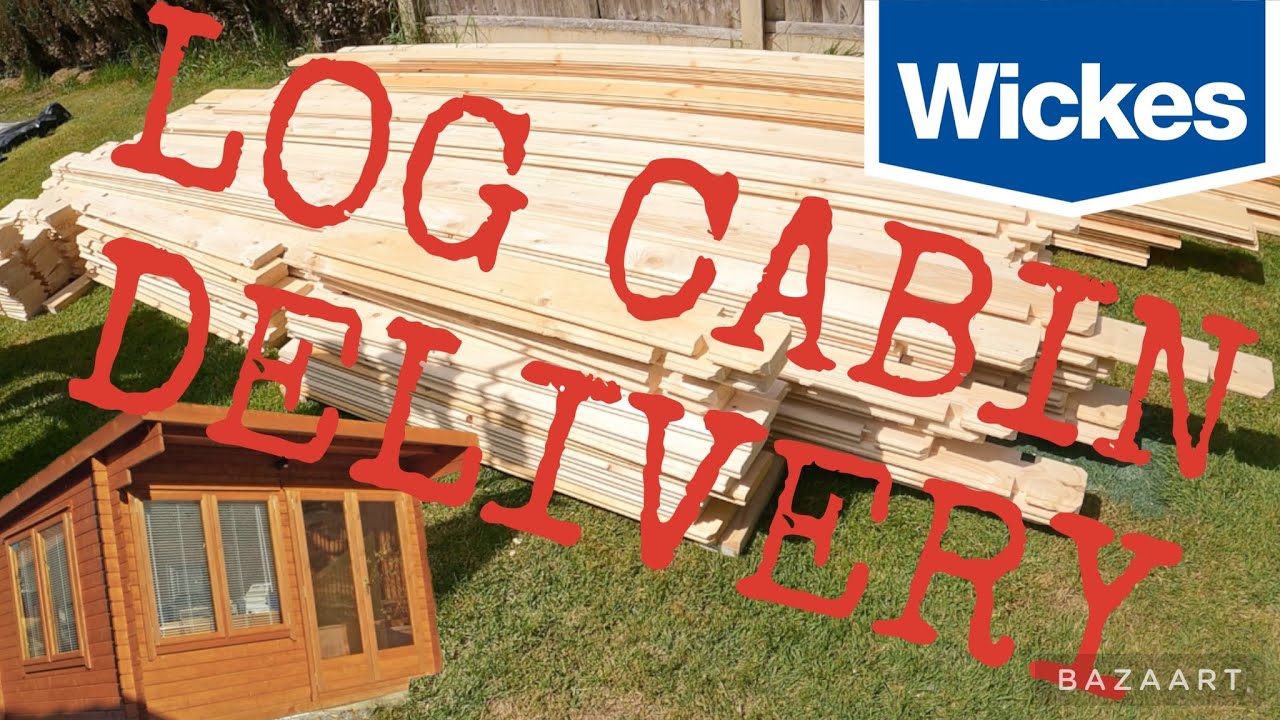 Taking delivery of our wickes shire Danbury log cabin office