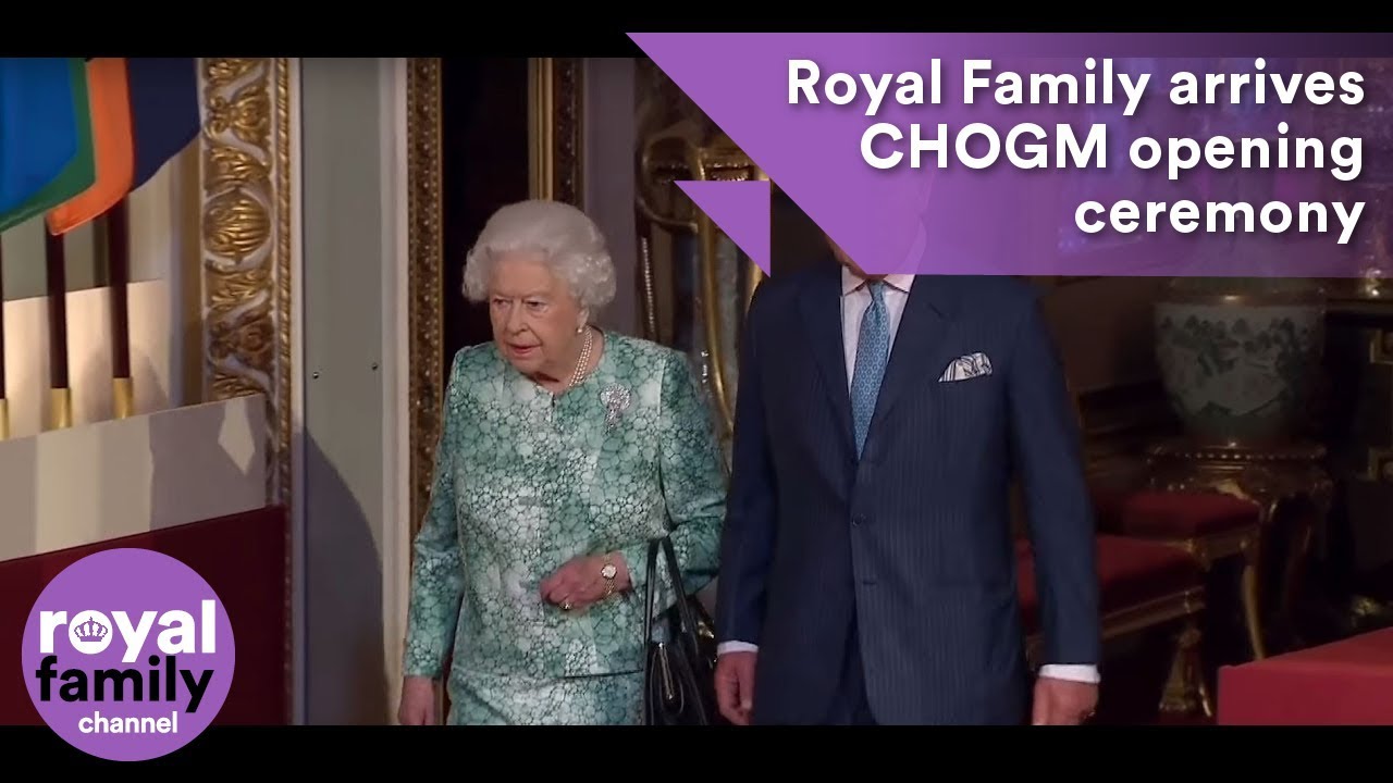 Royal Family arrives at the Official opening of Commonwealth Meeting at Buckingham Palace