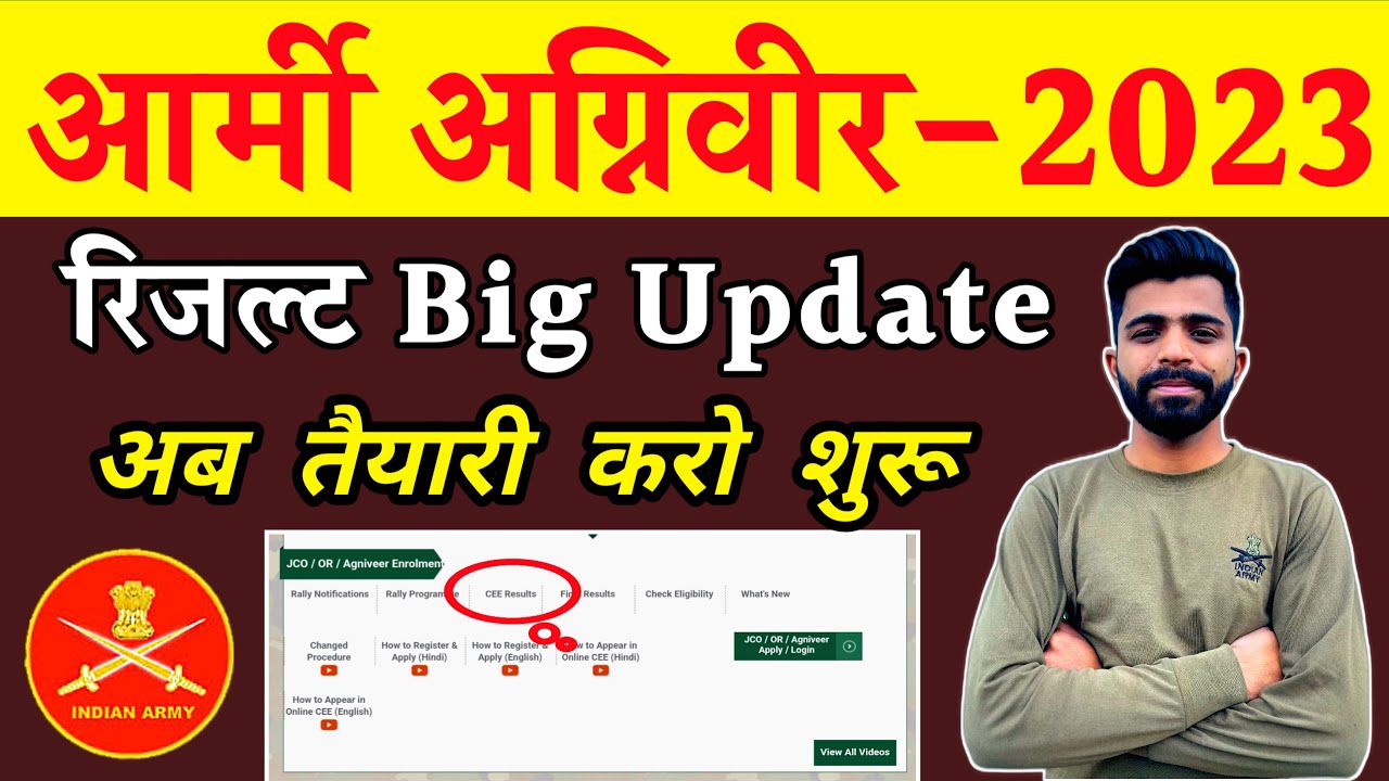 Army Agniveer Result Big Update 2023/Army 17-26 April Exam result 2023/Army Agniveer Exam 2023