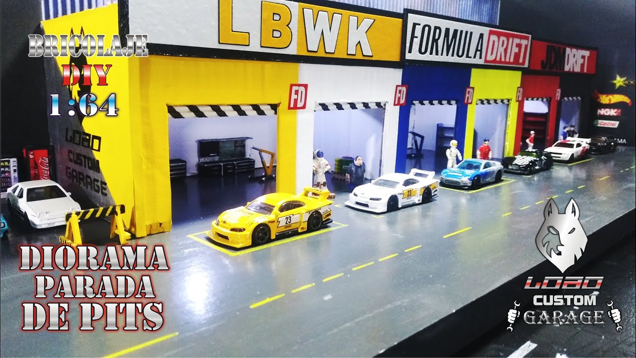 Como hacer diorama parada de pits para hot wheels