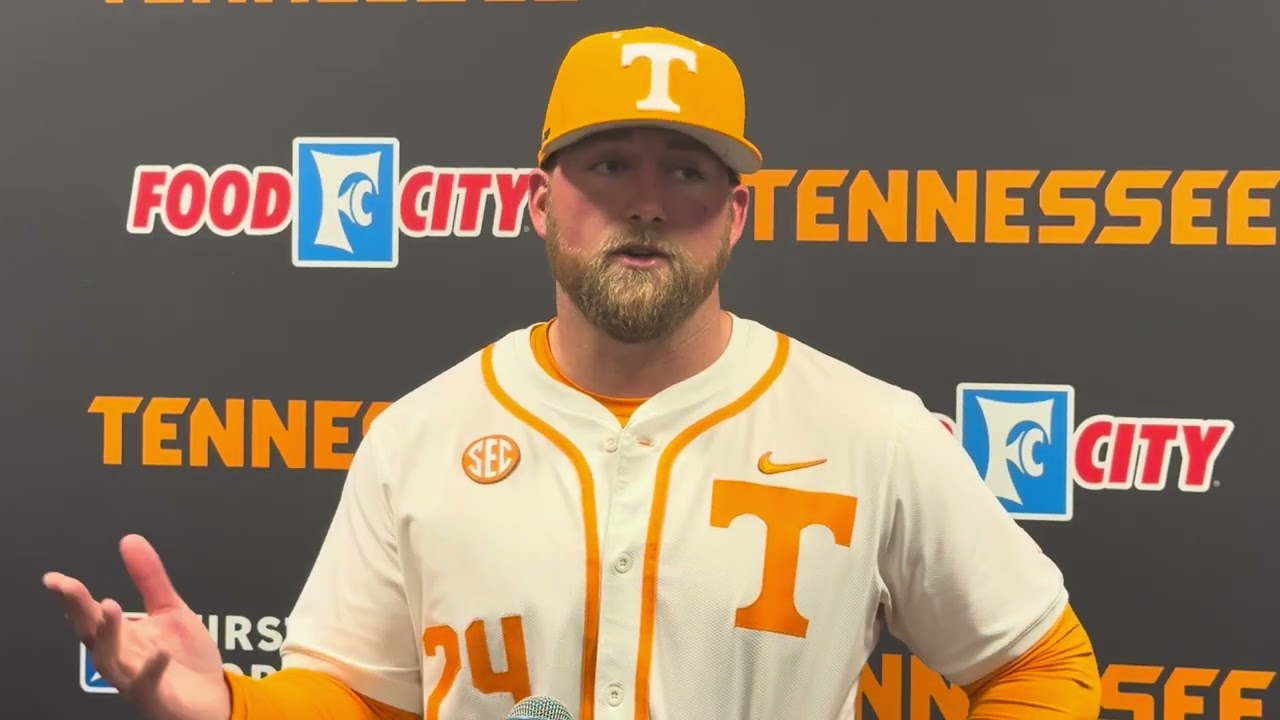 Josh Elander reacts to Tennessee baseball's walk-off win over Wright State in series opener