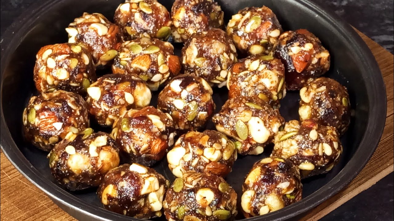 Energy Booster NO SUGAR Healthy Energy Balls, Remedy For Back Pain, Migraine, Dry Fruit Laddu Recipe