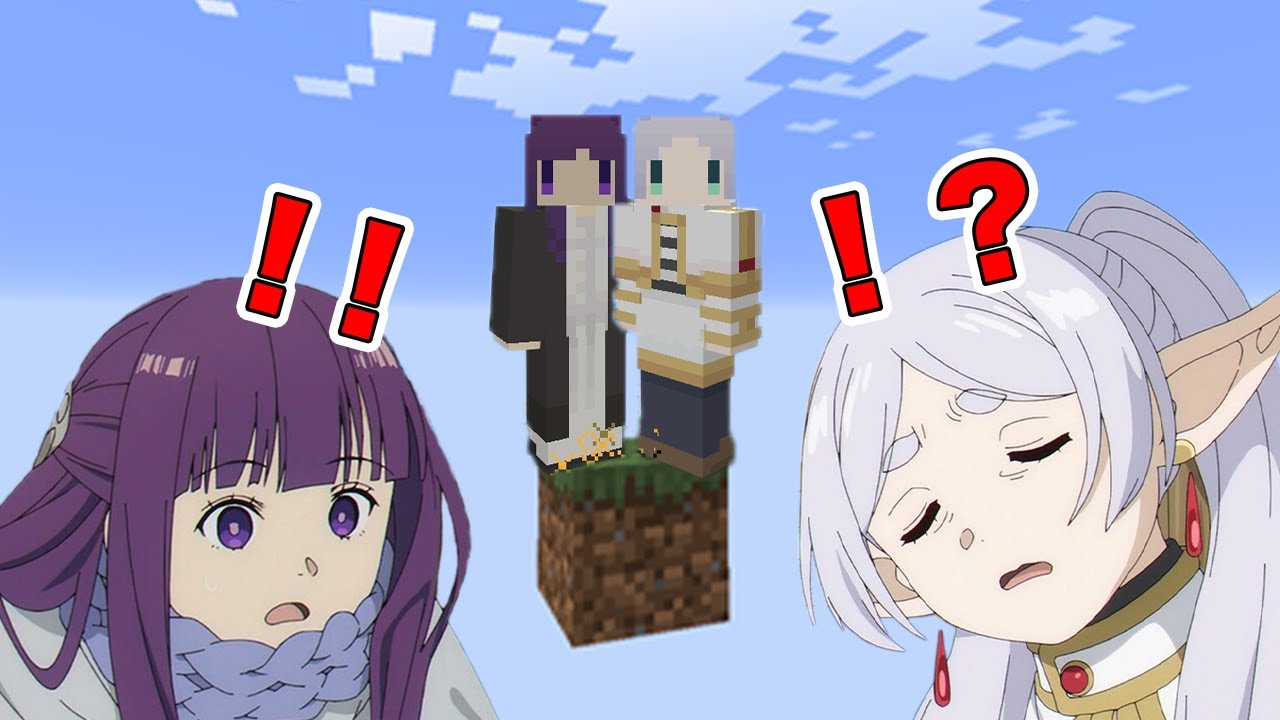 【葬送のフリーレン】フリーレンとフェルンが1マスの世界でサバイバルをするマインクラフト！？【マイクラ】【声真似】【frieren】【minecraft】