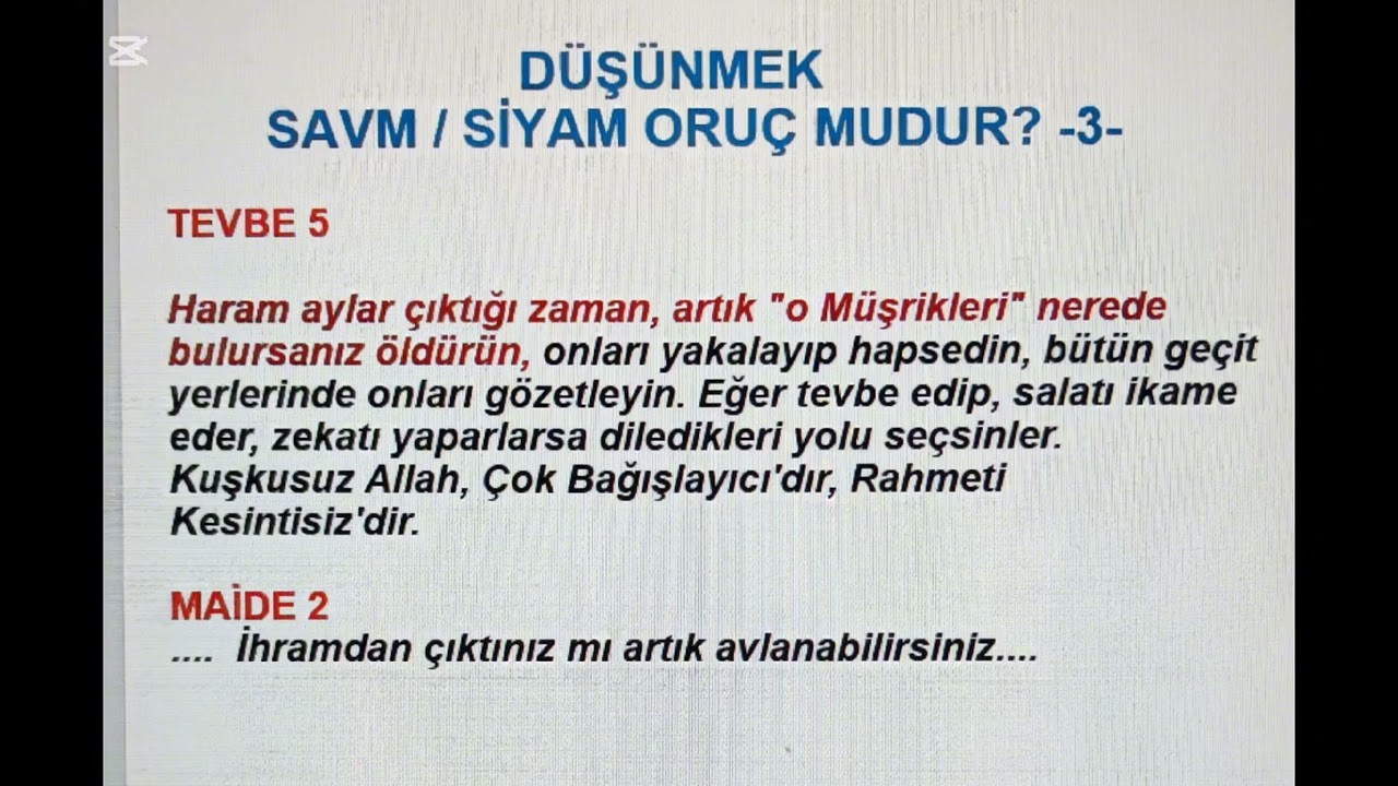DÜŞÜNMEK SAVM SİYAM ORUÇ MUDUR ? -3-