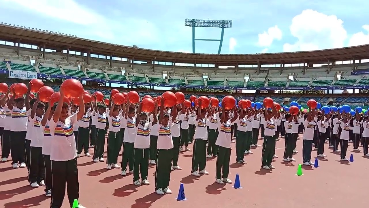 Ball drill for sports day at Nehru stadium chennai