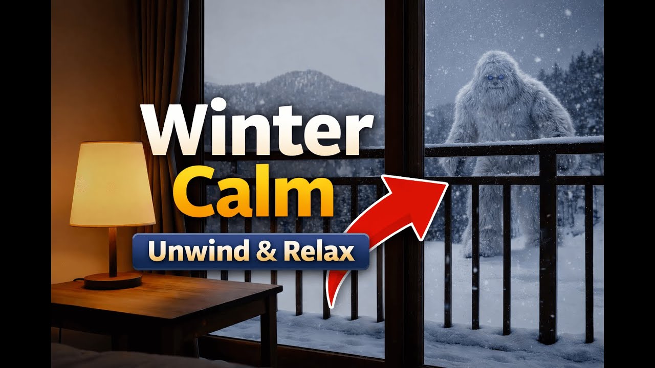 Winter Balcony Snowfall | Warm Lamp Glow + Ambient Piano Music (2 Hours)