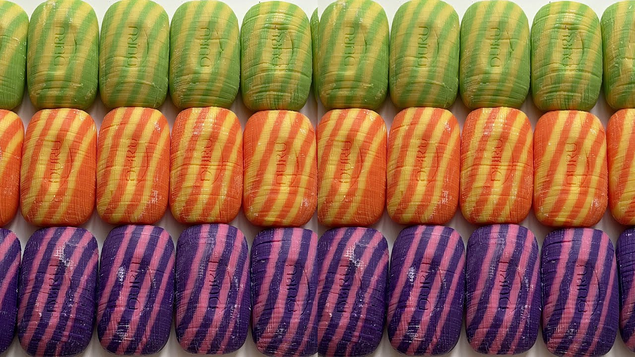 full version  ASMR cutting small dry cubes with DURU striped soap