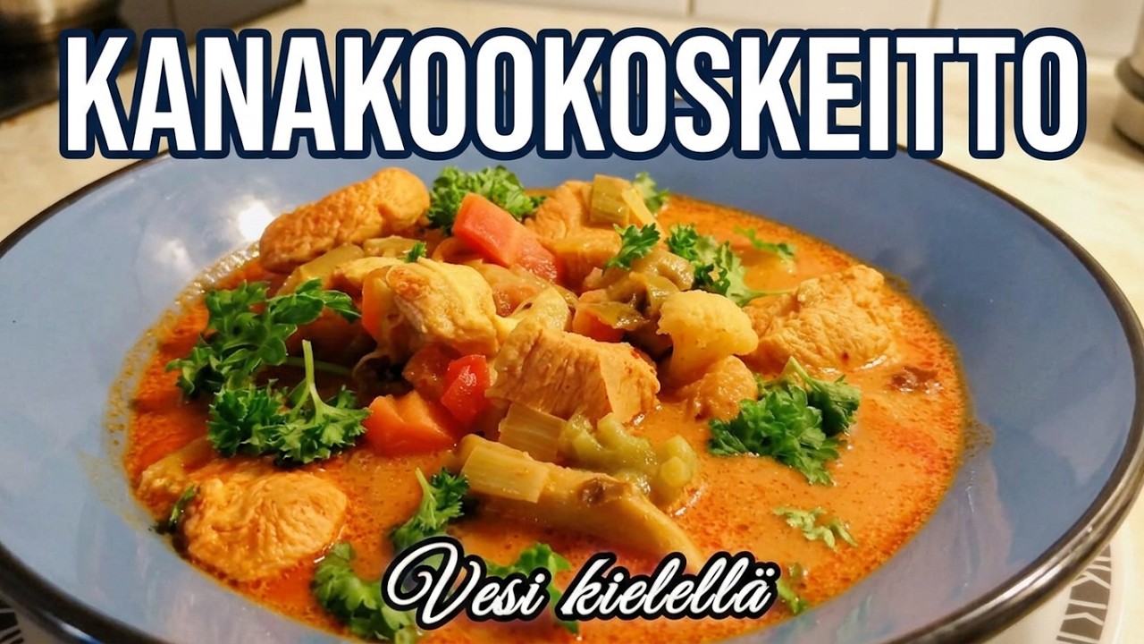 Aasialaisvivahteinen maukas ja nopea kana-kookoskeitto! Tämä vie kielen mennessään, nam! (subtitles)